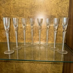 Gorgeous Set Of 8 Tall Inner Twist Stemmed Cordials