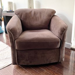 A Cozy Brown Ultra Suede Bucket Chair