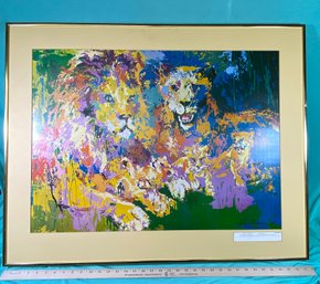 Signed LeRoy Neiman Lithograph Lions Pride Print 36x28 Matted Framed