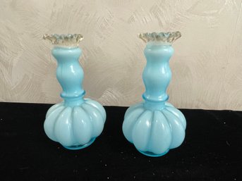 Fenton Glass Blue Bottle Set