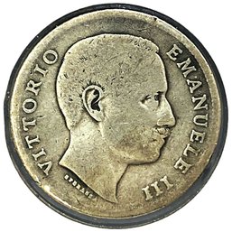 1901 Silver Vittorio Emanuele III Regno D'Italia L-1-R Coin