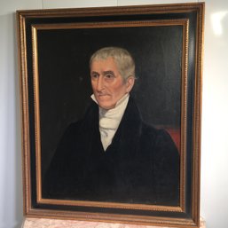 Very Nice Large Antique Oil On Canvas Of Distinguished Gentleman - 1840-1860 - Reframed At Some Point