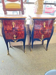 C 1880's Pair Of Matching French 2 Drawer Commodes