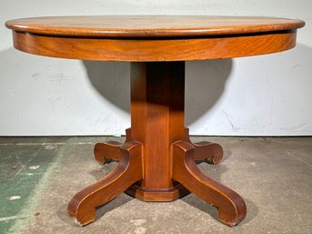 A 19th Century Solid Oak Pedestal Base Dining Table