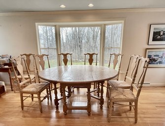 Outstanding Large Vintage Country French Table And Eight Chairs