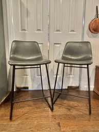 Pair Of Leather Bar Stools