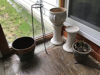 Mixed Pottery Planter Stands And Planters