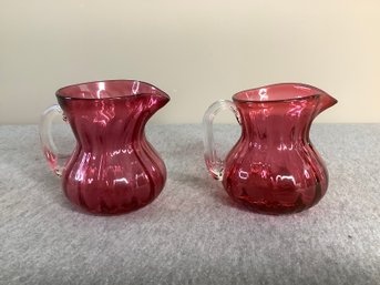 Vintage Miniature Cranberry Glass Pitchers