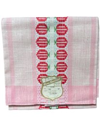 PINK New Old Stock 1960s Linen Dish Towel -
