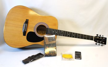 New In Box Right Handed 6 String Esteban Acoustic Guitar By Burswood With Soft Case, Video & More