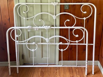 A Painted Metal Queen Headboard And Footboard