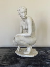 Rosenthal Germany After Fritz Klimsch 'Die Hockende - The Crouching Woman' Bisque Porcelain Sculpture