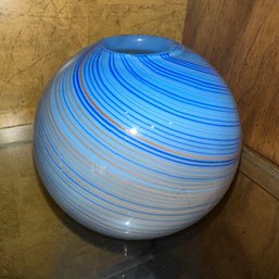 Beautiful Blue Glass Swirl Vase