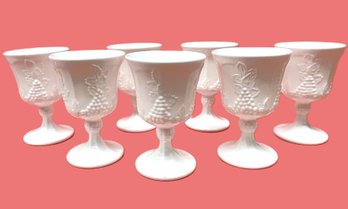 Seven Milk Glass Goblets-Two Sizes