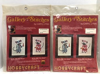 Two Embroidery Kits - Mr Mouse And Mrs Mouse - New