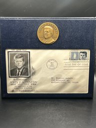 John F. Kennedy Commemorative Set Medal, First Day Cover, Album