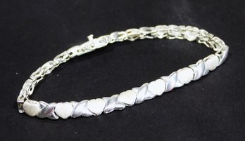 Hearts And Hugs Sterling Silver Italian Link Bracelet 7' Long