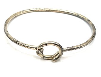 Vintage Sterling Silver Link Closure Bangle Bracelet