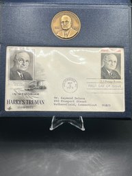 Harry S. Truman Commemorative Set Medal, First Day Cover, Album