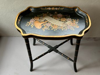 A Lovely Painted Tray Table With A Musical Motif