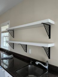 A Pair Of Wood Shelves With Wrought Iron Brackets - Guest House