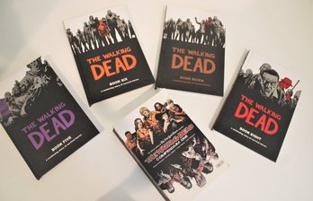 Four  The Walking Dead Hard Covers ( No Jackets) And One Paperback Compendium One - Books 5, 6, 7, And 8