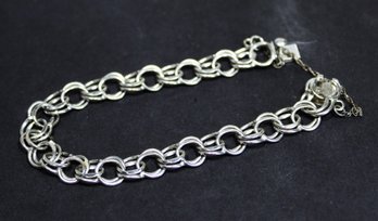 Vintage Sterling Silver Blank Charm Bracelet Marked 'STERLING' 7'