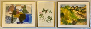 2 Original Oil Paintings & 1 Botanical Watercolor By Gertrude Gray Yourke