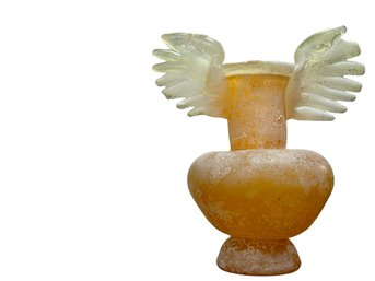 Angel Wings Vase #15 Pale Orange With Scavo Finish. Crafted By A Local Guilford Artist