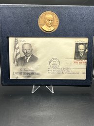 Dwight D. Eisenhower Commemorative Set Medal, First Day Cover, Album