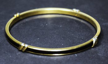 Vintage 1980s Gold Tone Signed MONET Black Enamel Bangle Bracelet