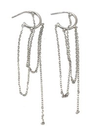 Sterling Silver Chain Dangle Hoop Earrings