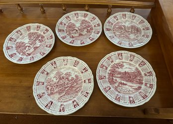 3 Myott & 2 Alfred Meakin Stafford Shire England God Bless Our House 1969, 2-1980, 1981, 1977 Calendar Plates.