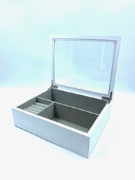 Contemporary White Jewelry Box W/ Glass Top