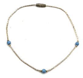 Vintage Liquid Silver Turquoise Color Beaded Bracelet