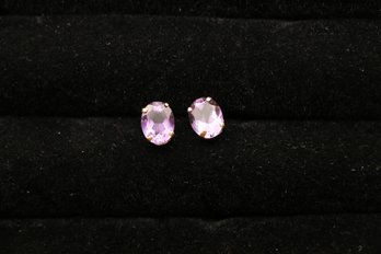 14k Yellow Gold Amethyst Earrings