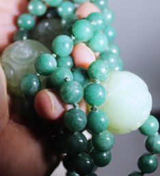 Super Fine Jade Jadeite Carved Large Beaded Necklace 36' Long