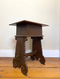 Victorian Eastlake Storage Side Table With Carved Art Deco Sides