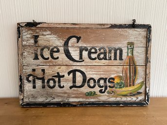 Vintage Ice Cream Shop And Hot Dogs Stand Advertising Sign