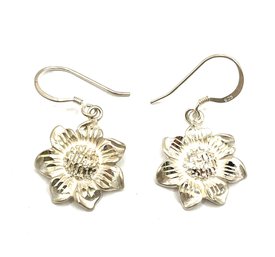 Beautiful Sterling Silver Sunflower Dangle Earrings