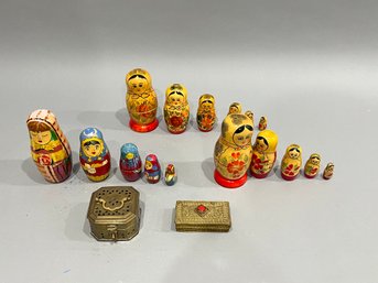 As Is Russian Nesting Dolls And Brass Boxes