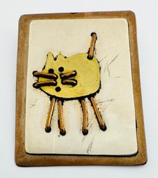 ARTIST SIGNED JH HAND MADE MIXED METAL CAT BROOCH