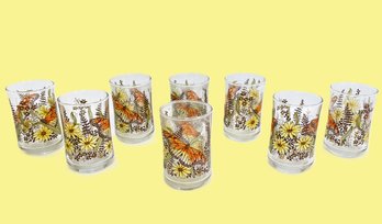 Eight Libbey Monarch Butterfly Juice Glasses