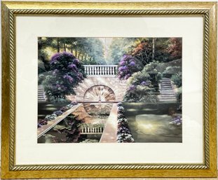 A Vintage Print In Gilt Wood Frame - Garden Landscape