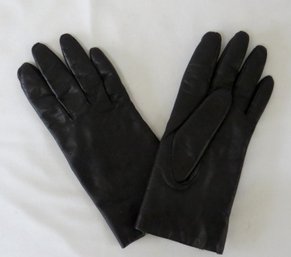 Fownes Black Leather Ladies Gloves  With Genuine Fur Lining Size 7.5