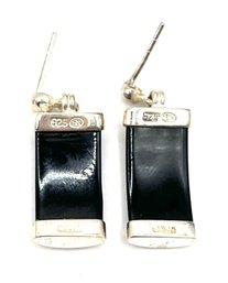 Sterling Silver Onyx Color Dangle Earrings