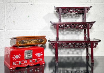 Vintage Asian Jewelry Boxes And Pedestals