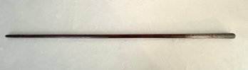 Vintage Wooden Walking Stick Cane With Silver Inlay