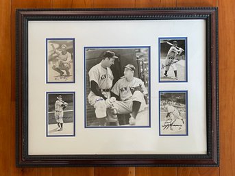 New York Yankees Framed Autographed Photographs By Joe DiMaggio, Red Ruffing, Bill Dickey, Frank Crosetti