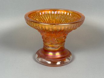 Vintage Imperial Marigold Orange Peach Carnival Glass Pedestal Dish